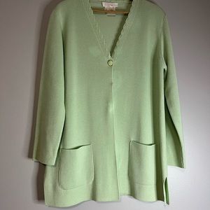 ESCADA Margaretha Ley size 40 cardigan. Light mint green color, virgin wool